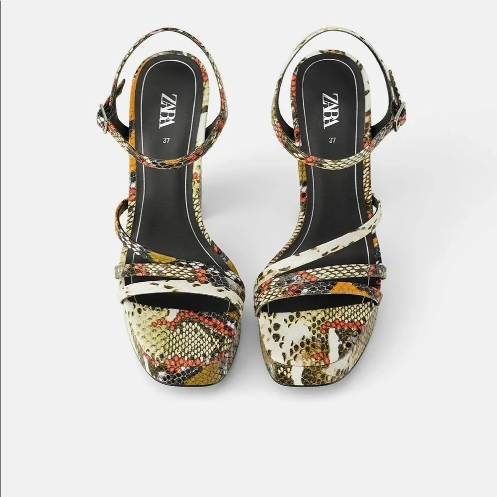 ZARA Animal Print High Heel Sandals - Picture 6 of 8